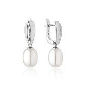 Cercei argint cu perle naturale albe si tortite DiAmanti SK21364EL_W-G